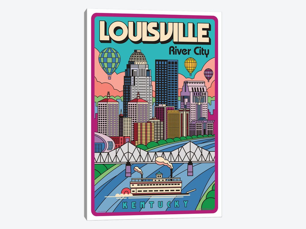 Louisville Pop Art Travel Poster by Jim Zahniser 1-piece Canvas Art