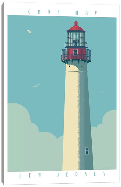 Cape May Lighthouse Travel Poster Canvas Art Print - Retro Redux