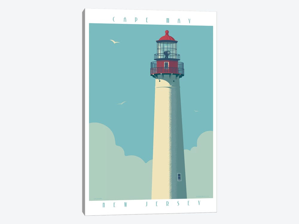 Cape May Lighthouse Travel Poster by Jim Zahniser 1-piece Canvas Wall Art