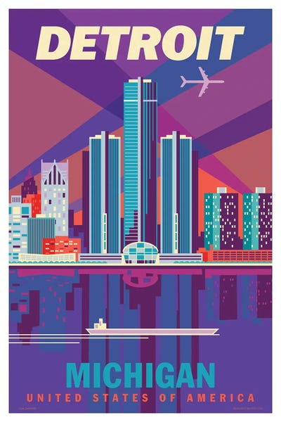 Blue: Detroit Travel Poster by Jim Zahniser