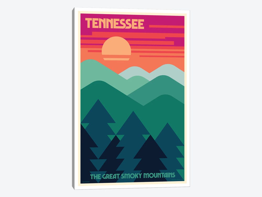 Tennessee Retro Travel Poster by Jim Zahniser 1-piece Canvas Wall Art
