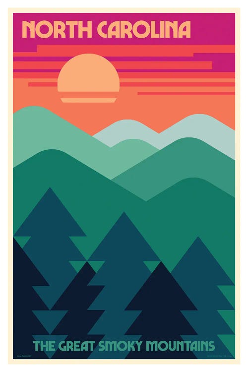 North Carolina Retro Travel Poster