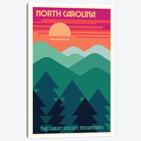 North Carolina Retro Travel Poster Canvas Print #JZA73} by Jim Zahniser Art Print