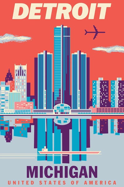 Michigan: Detroit Travel Poster 2 by Jim Zahniser