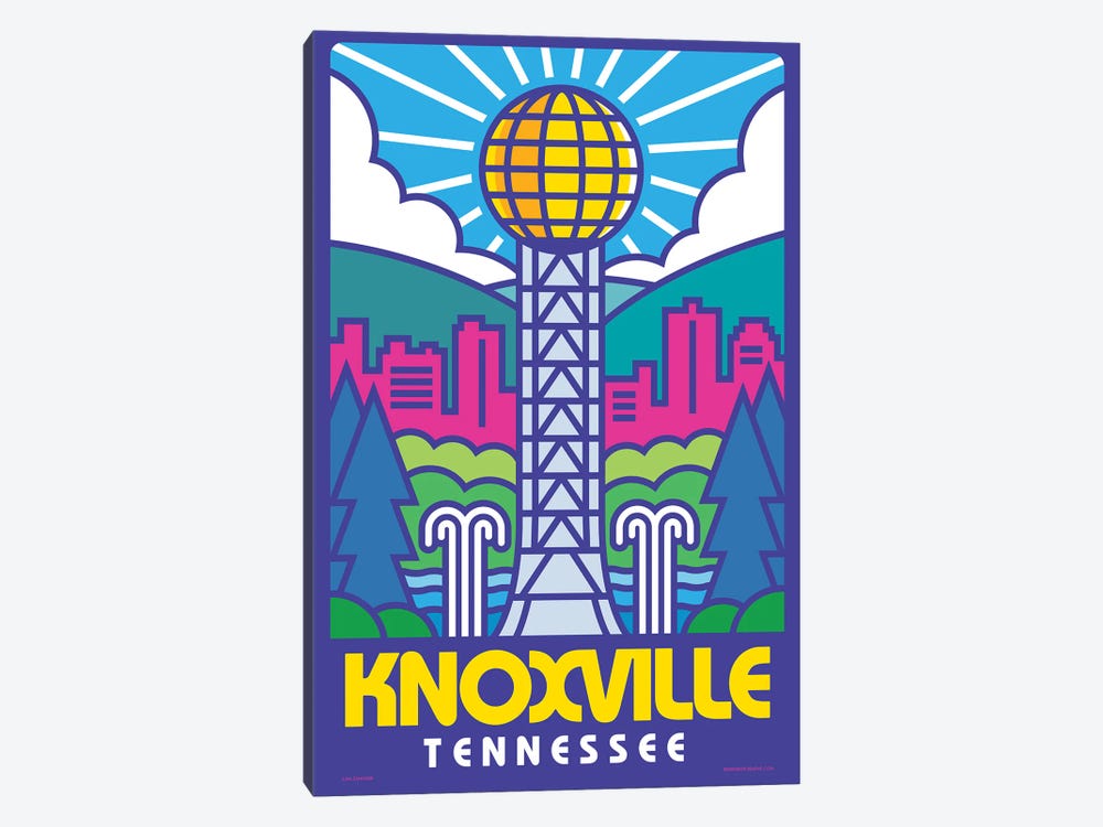 Knoxville Pop Art Travel Poster by Jim Zahniser 1-piece Canvas Art