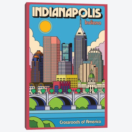 Indianapolis Pop Art Travel Poster Canvas Print #JZA77} by Jim Zahniser Canvas Art