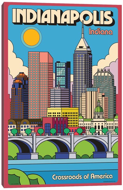 Indianapolis Pop Art Travel Poster Canvas Art Print - Indiana
