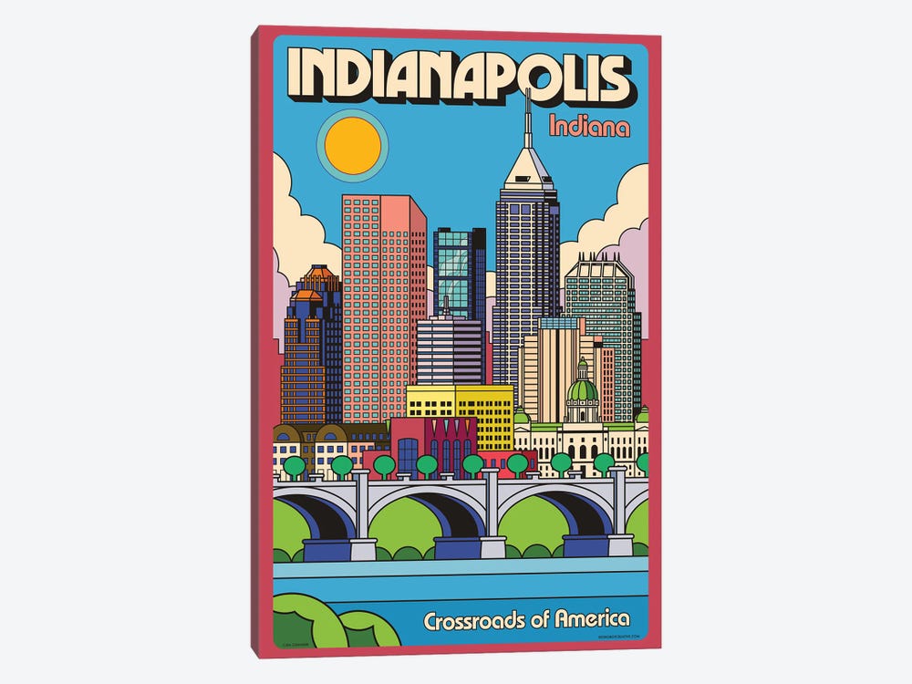 Indianapolis Pop Art Travel Poster by Jim Zahniser 1-piece Canvas Print