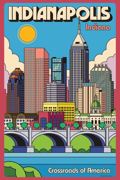 Indiana: Indianapolis Pop Art Travel Poster by Jim Zahniser