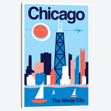 Chicago Minimalist Travel Poster Canvas Print #JZA79} by Jim Zahniser Canvas Print