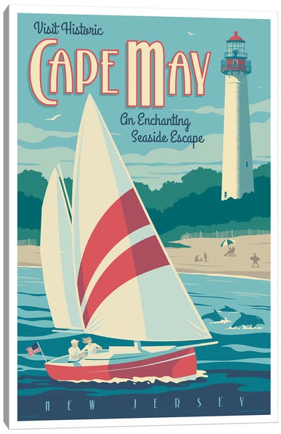 Cape May Travel Poster Canvas Art Print - Retro Redux