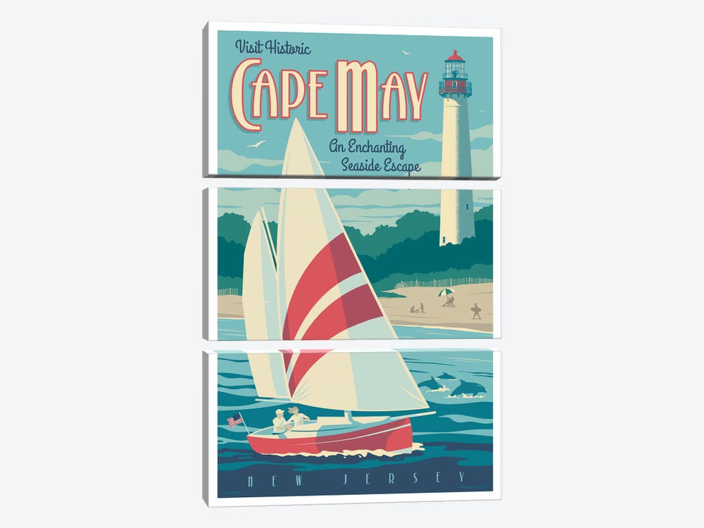 Cape May Travel Poster by Jim Zahniser 3-piece Art Print