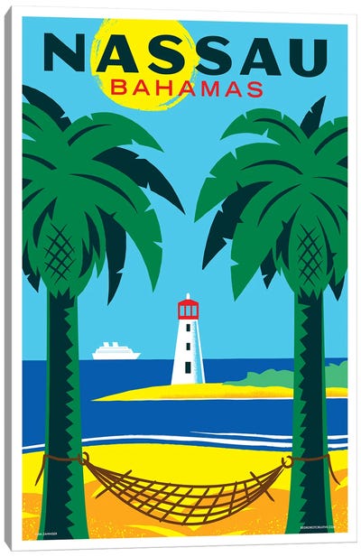 Nassau Travel Poster Canvas Art Print - Caribbean Art