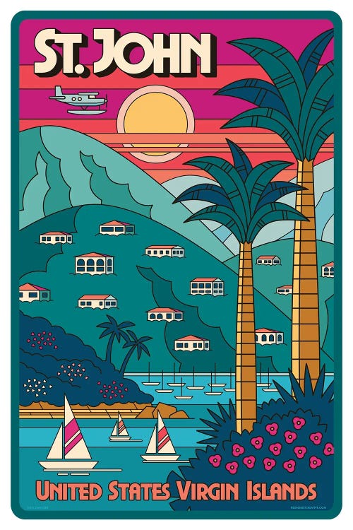 St. John Travel Poster by Jim Zahniser wall art