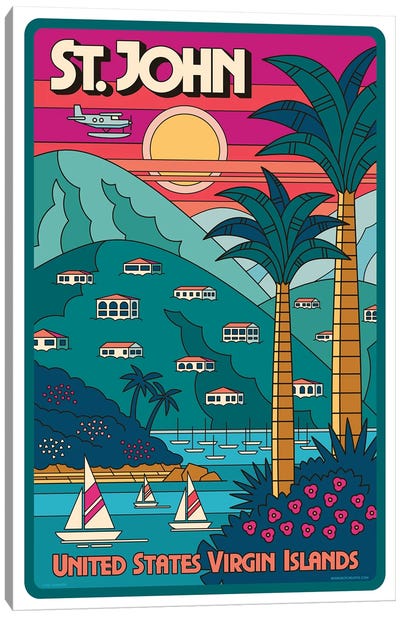 St. John Travel Poster Canvas Art Print - US Virgin Islands