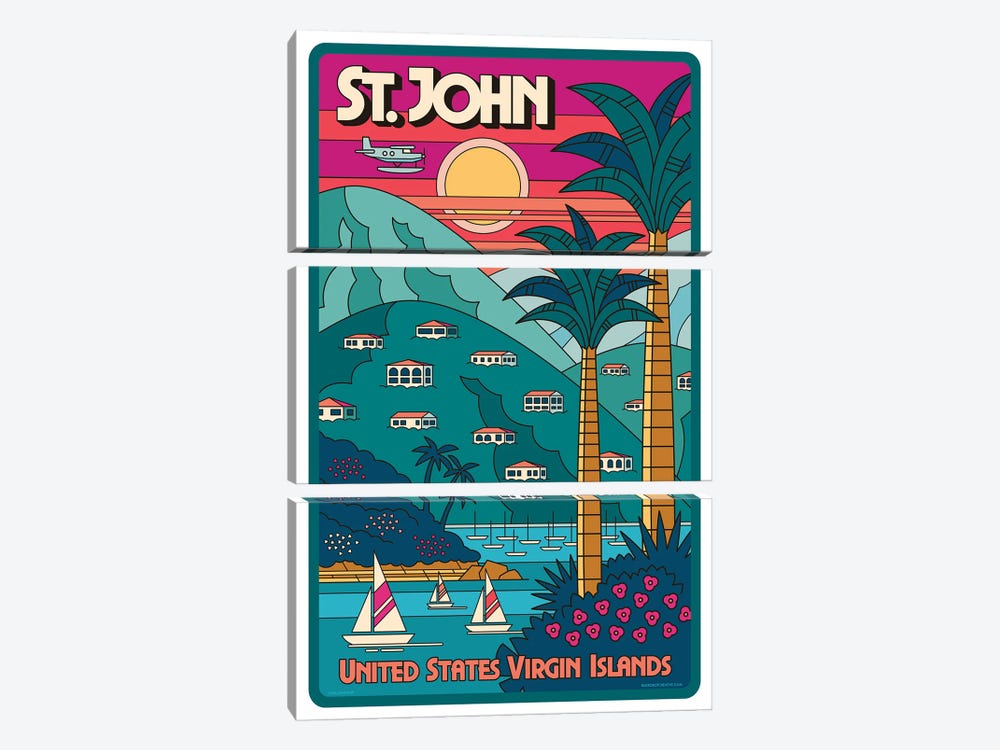 St. John Travel Poster by Jim Zahniser 3-piece Canvas Art Print