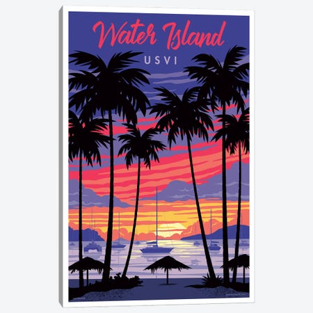 Water Island Travel Poster Canvas Print #JZA83} by Jim Zahniser Canvas Art