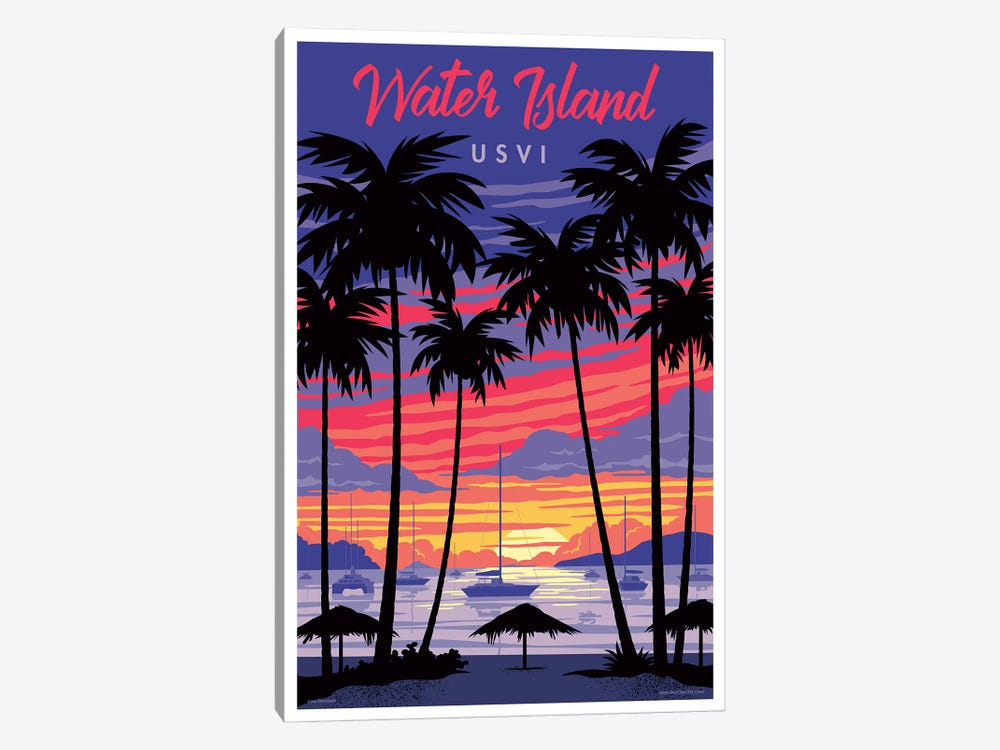 Water Island Travel Poster by Jim Zahniser 1-piece Canvas Artwork