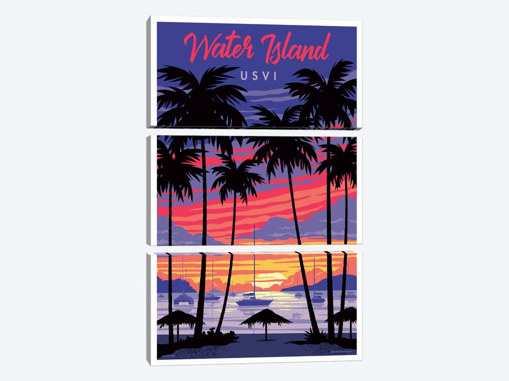 Water Island Travel Poster by Jim Zahniser 3-piece Canvas Art