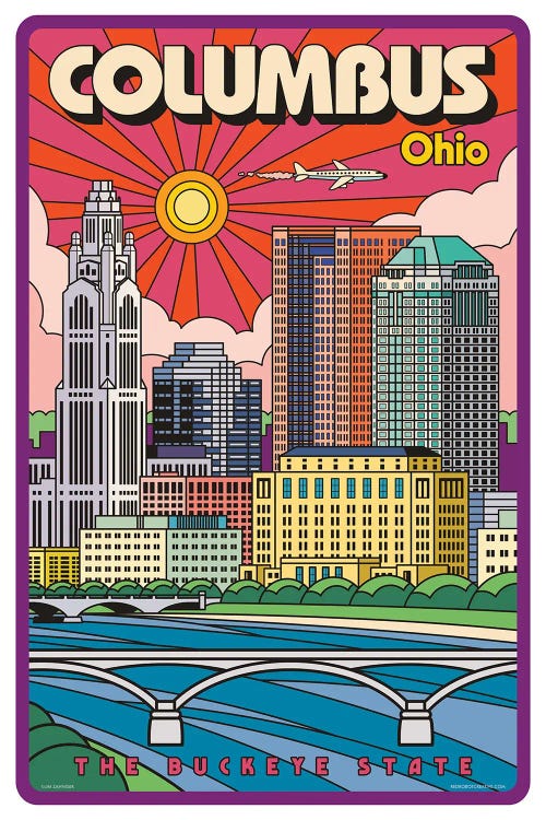 Columbus Pop Art Travel Poster by Jim Zahniser wall art