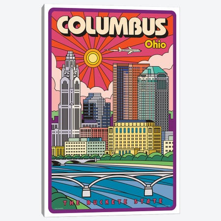 Columbus Pop Art Travel Poster Canvas Print #JZA85} by Jim Zahniser Canvas Print