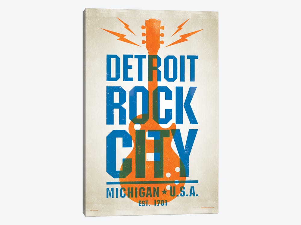 Detroit Letterpress Style Poster by Jim Zahniser 1-piece Canvas Art