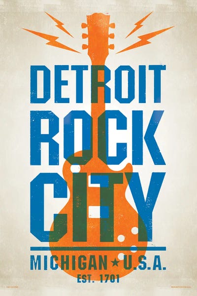Lightning: Detroit Letterpress Style Poster by Jim Zahniser