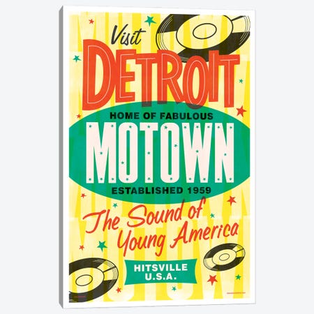 Detroit Motown Retro Poster Canvas Print #JZA88} by Jim Zahniser Canvas Artwork