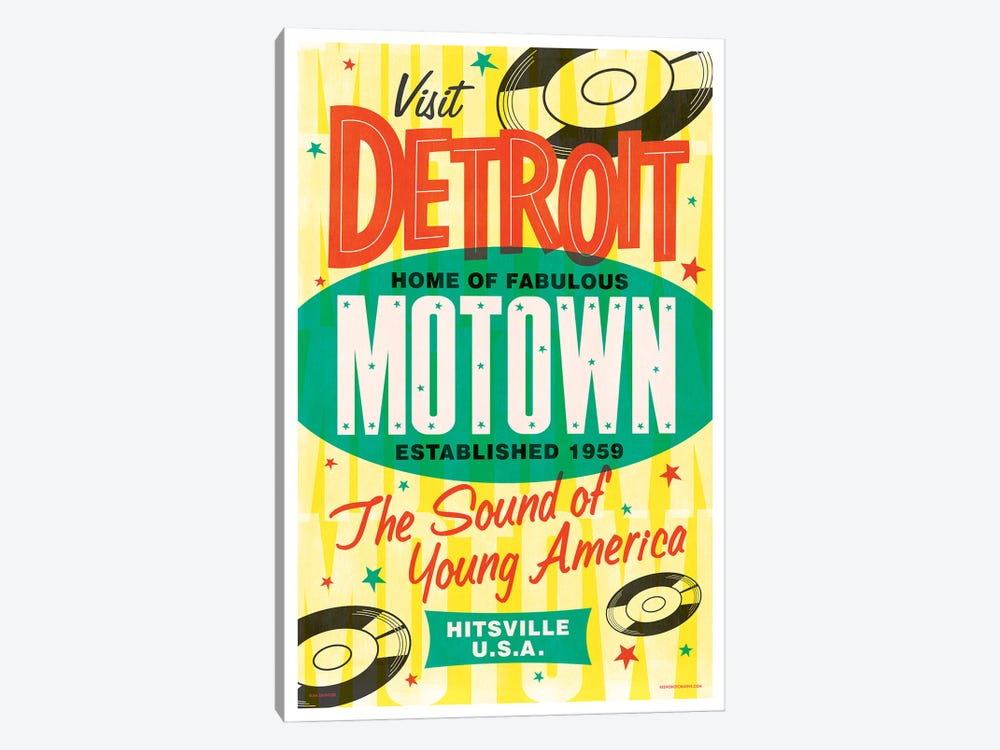 Detroit Motown Retro Poster by Jim Zahniser 1-piece Canvas Print