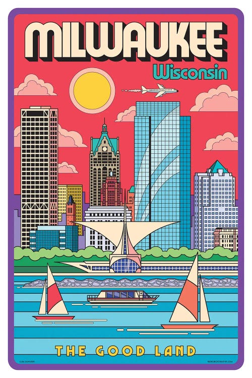 Milwaukee Pop Art Travel Poster by Jim Zahniser canvas print