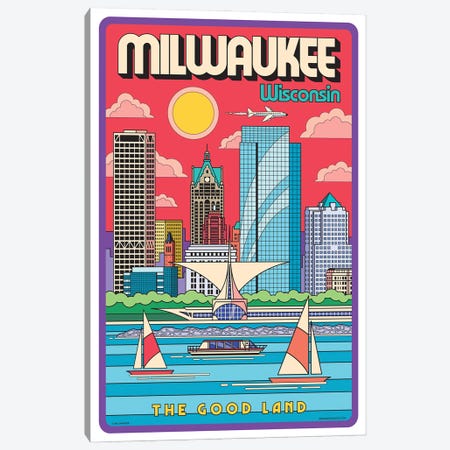Milwaukee Pop Art Travel Poster Canvas Print #JZA89} by Jim Zahniser Canvas Artwork