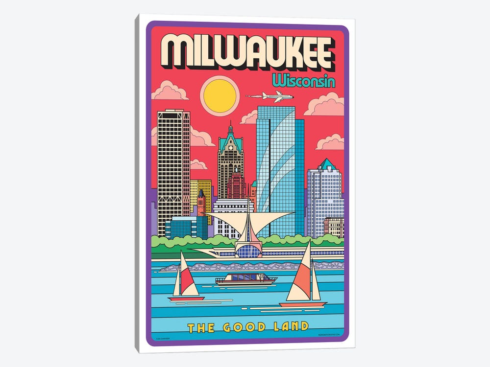 Milwaukee Pop Art Travel Poster by Jim Zahniser 1-piece Canvas Art
