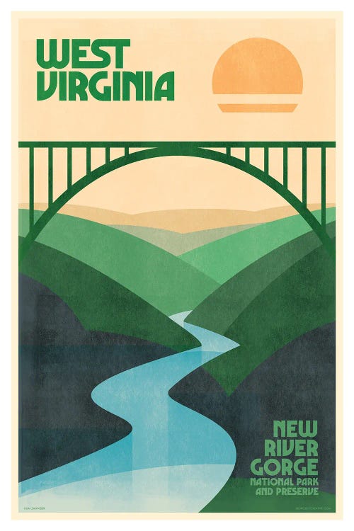 West Virginia Retro Travel Poster