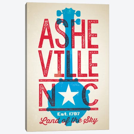 Asheville Letterpress Style Poster Canvas Print #JZA93} by Jim Zahniser Canvas Art Print