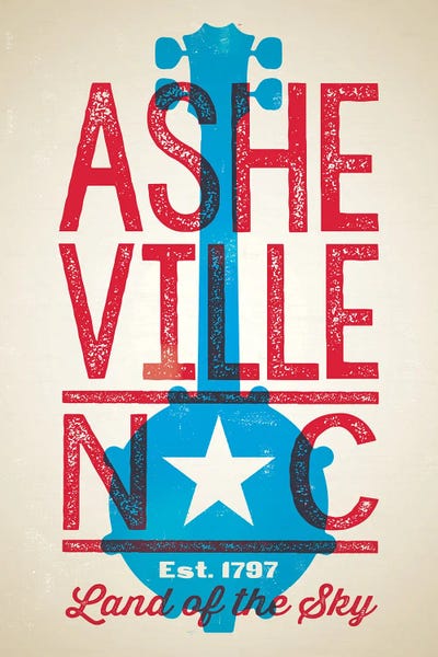 North Carolina: Asheville Letterpress Style Poster by Jim Zahniser