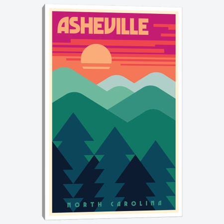 Asheville Minimalist Travel Poster Canvas Print #JZA95} by Jim Zahniser Canvas Wall Art