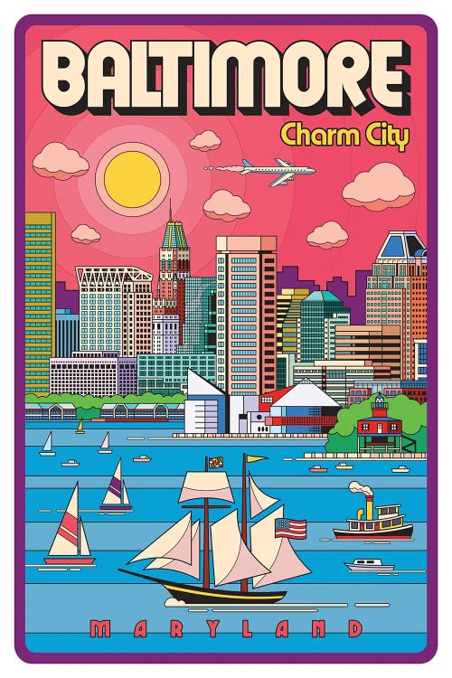 Baltimore Pop Art Travel Poster by Jim Zahniser wall art