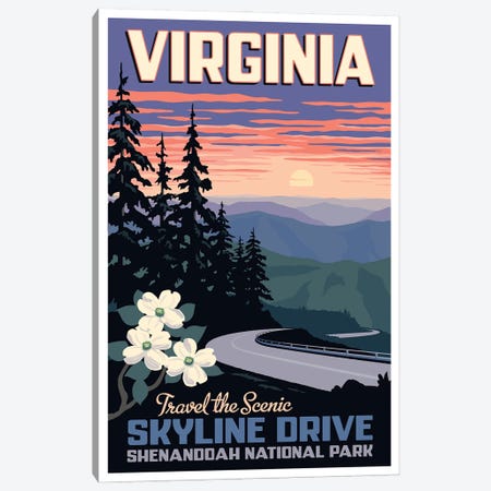 Virginia Skyline Drive Travel Poster Canvas Print #JZA99} by Jim Zahniser Canvas Art Print