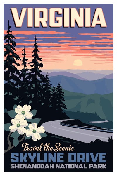 Refreshing Workspace: Virginia Skyline Drive Travel Poster by Jim Zahniser