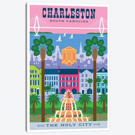 Charelston Travel Poster Canvas Print #JZA9} by Jim Zahniser Canvas Art