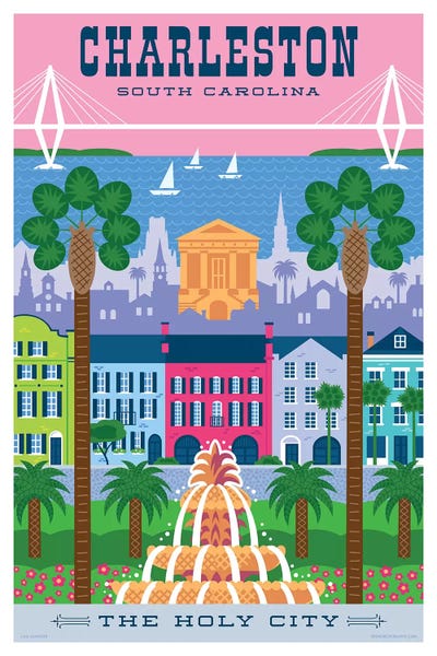South Carolina: Charelston Travel Poster by Jim Zahniser
