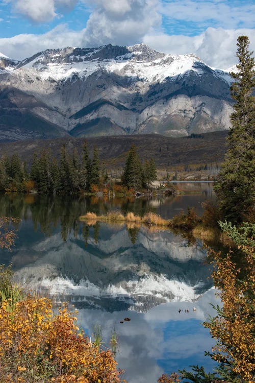 Canada, Alberta. Autumn reflections at Talbot Lake, Jasper National Park.