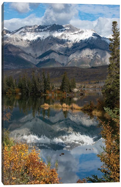 Canada, Alberta. Autumn reflections at Talbot Lake, Jasper National Park. Canvas Art Print