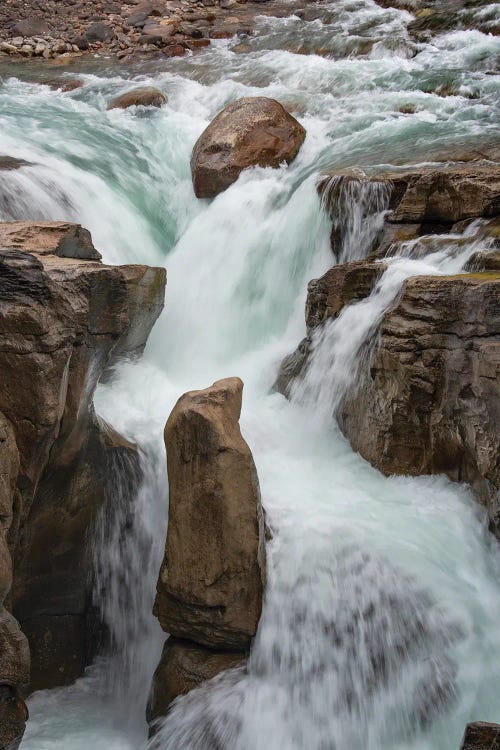 Canada, Alberta. Sunwapta Falls detail, Jasper National Park.