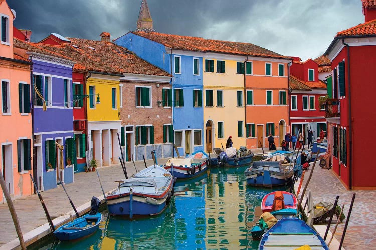 Brightly Colored Architecture Along The Canal, Burano, Venetian Lagoon, Italy