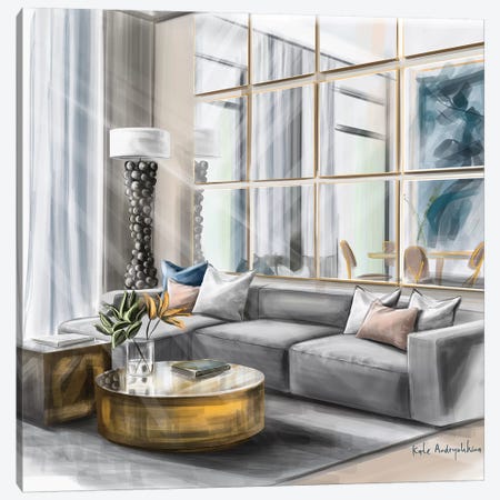 Living Room In The Morning Canvas Print #KAA19} by Kate Andryukhina Art Print