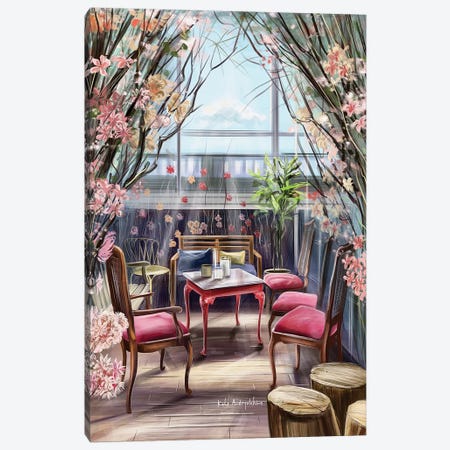 A Back Yard Garden In A Restaurant Canvas Print #KAA1} by Kate Andryukhina Canvas Artwork