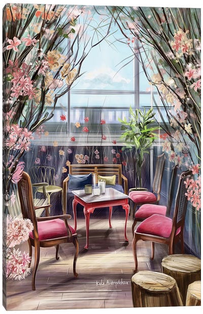 A Back Yard Garden In A Restaurant Canvas Art Print - Inspired Interiors