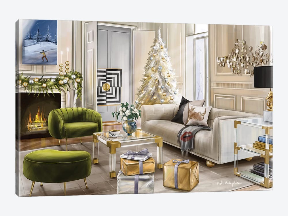 Merry Christmas And Happy New Year by Kate Andryukhina 1-piece Canvas Art Print