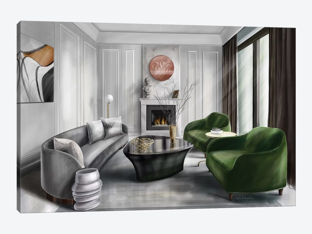 A Classic Style Living Room 1-piece Canvas Print